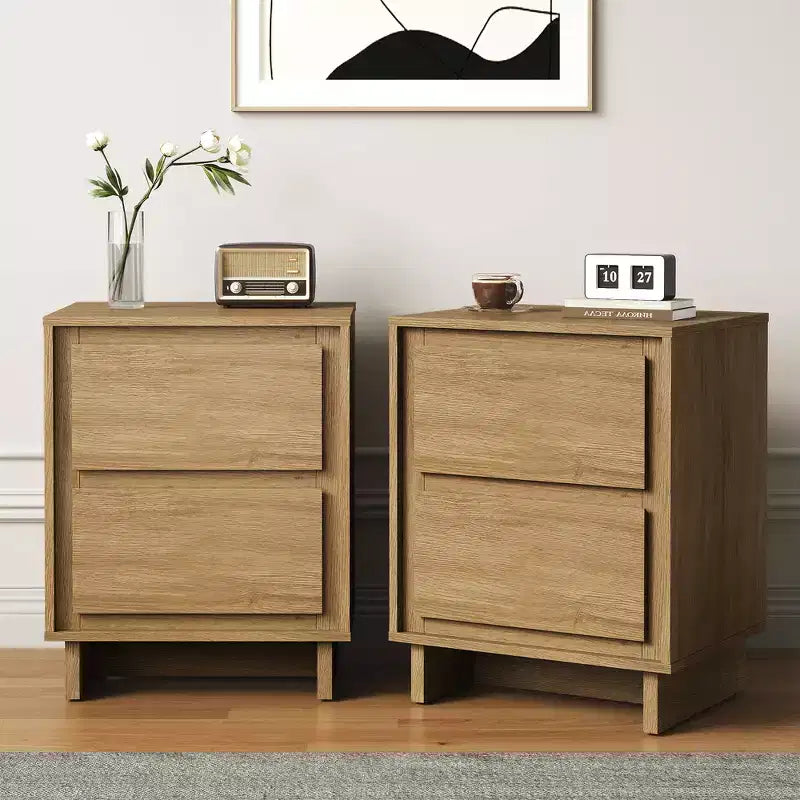 Commode 2 tiroirs, Commode moderne en bois avec bords nets, Meuble de rangement polyvalent pour chambre, salon, bureau, entrée