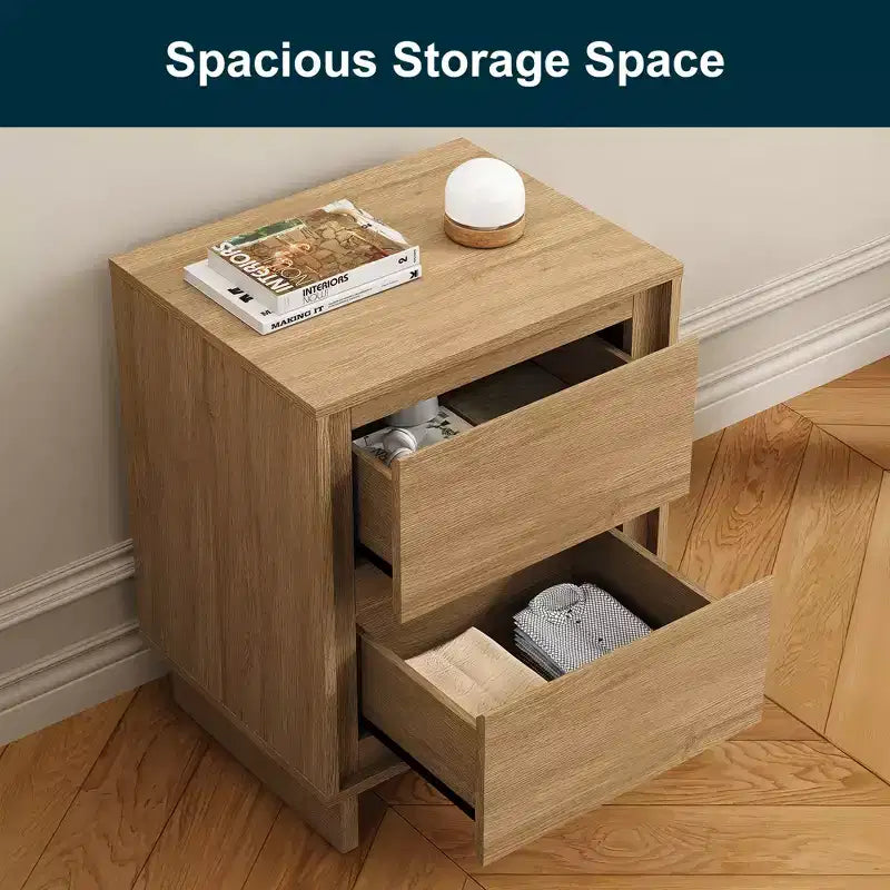Commode 2 tiroirs, Commode moderne en bois avec bords nets, Meuble de rangement polyvalent pour chambre, salon, bureau, entrée