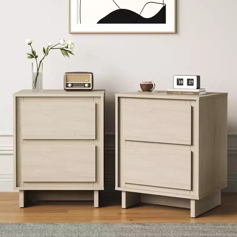 Commode 2 tiroirs, Commode moderne en bois avec bords nets, Meuble de rangement polyvalent pour chambre, salon, bureau, entrée
