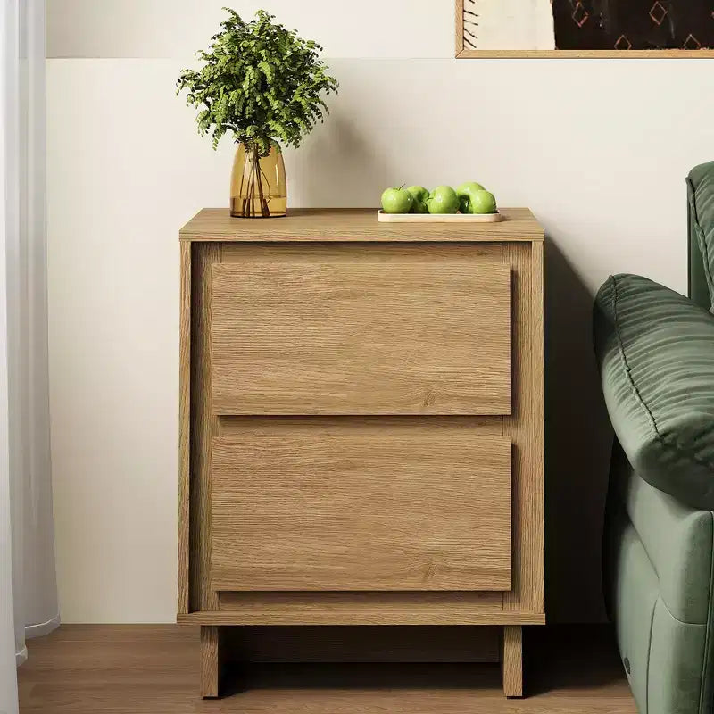 Commode 2 tiroirs, Commode moderne en bois avec bords nets, Meuble de rangement polyvalent pour chambre, salon, bureau, entrée