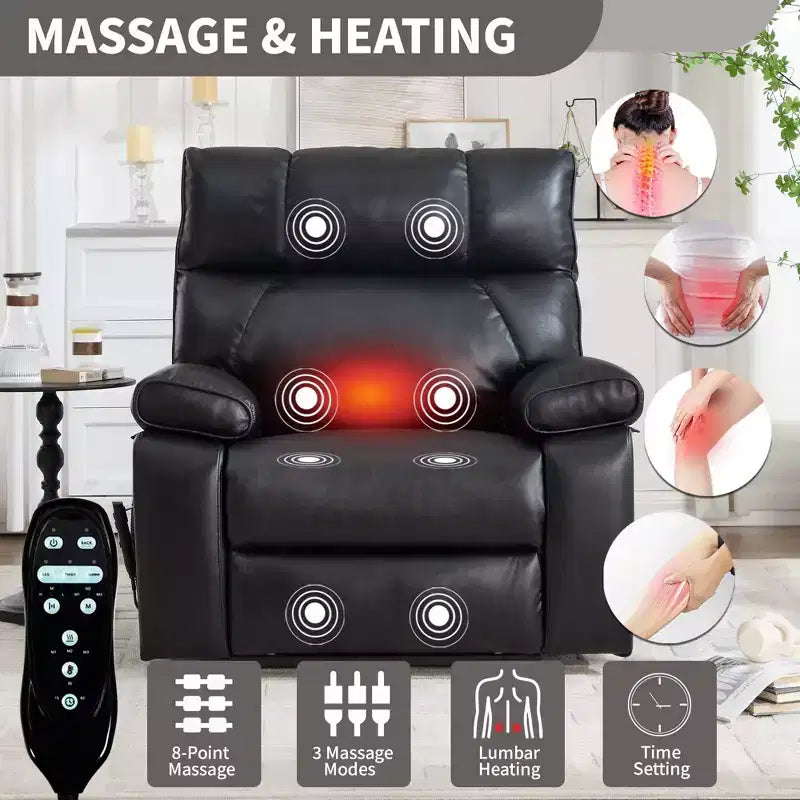 Fauteuils inclinables électriques releveurs à double moteur et position infinie en chenille beige avec massage thermique, jusqu'à 158 kg, avec porte-gobelets cachés