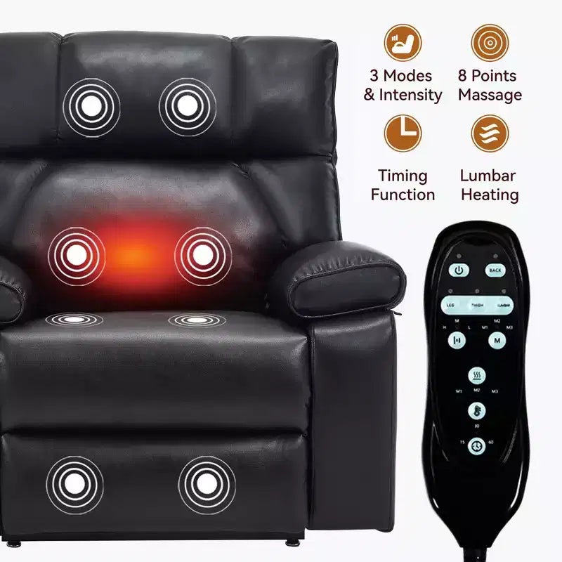 Fauteuils inclinables électriques releveurs à double moteur et position infinie en chenille beige avec massage thermique, jusqu'à 158 kg, avec porte-gobelets cachés