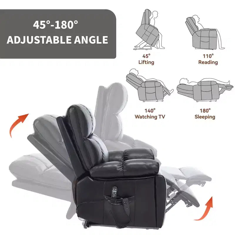 Fauteuils inclinables électriques releveurs à double moteur et position infinie en chenille beige avec massage thermique, jusqu'à 158 kg, avec porte-gobelets cachés