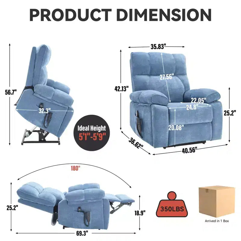 Fauteuils inclinables électriques releveurs à double moteur et position infinie en chenille beige avec massage thermique, jusqu'à 158 kg, avec porte-gobelets cachés