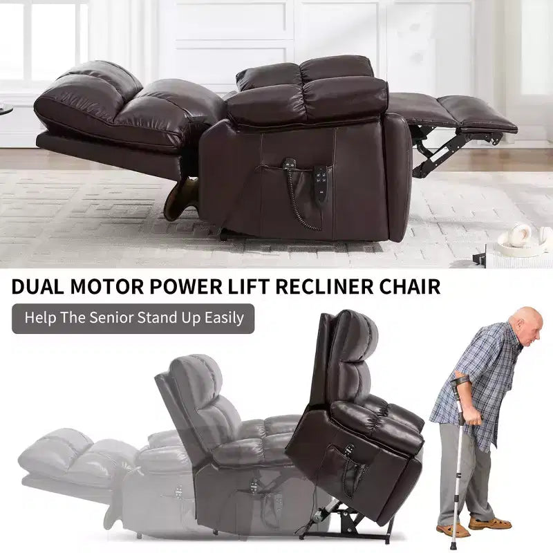 Fauteuils inclinables électriques releveurs à double moteur et position infinie en chenille beige avec massage thermique, jusqu'à 158 kg, avec porte-gobelets cachés