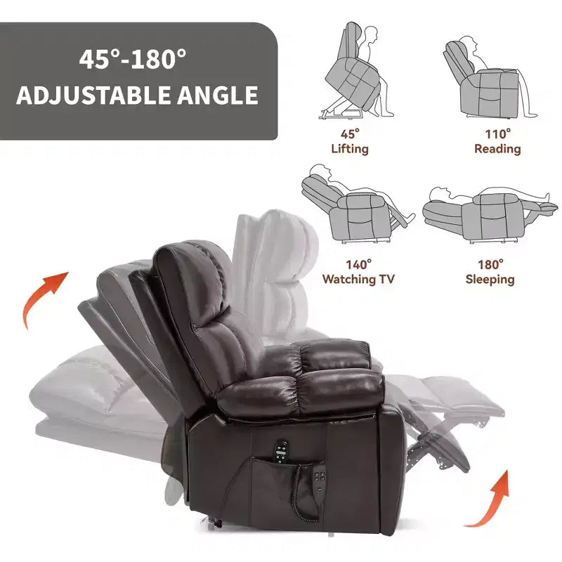 Fauteuils inclinables électriques releveurs à double moteur et position infinie en chenille beige avec massage thermique, jusqu'à 158 kg, avec porte-gobelets cachés