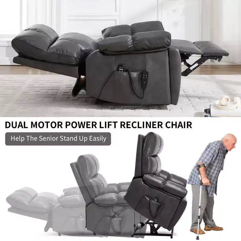 Fauteuils inclinables électriques releveurs à double moteur et position infinie en chenille beige avec massage thermique, jusqu'à 158 kg, avec porte-gobelets cachés