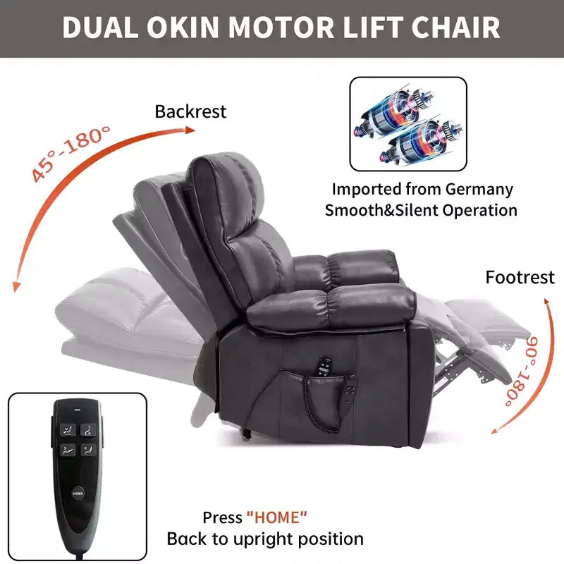Fauteuils inclinables électriques releveurs à double moteur et position infinie en chenille beige avec massage thermique, jusqu'à 158 kg, avec porte-gobelets cachés
