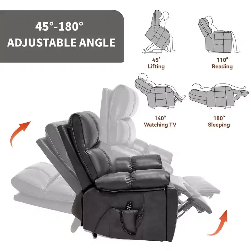 Fauteuils inclinables électriques releveurs à double moteur et position infinie en chenille beige avec massage thermique, jusqu'à 158 kg, avec porte-gobelets cachés