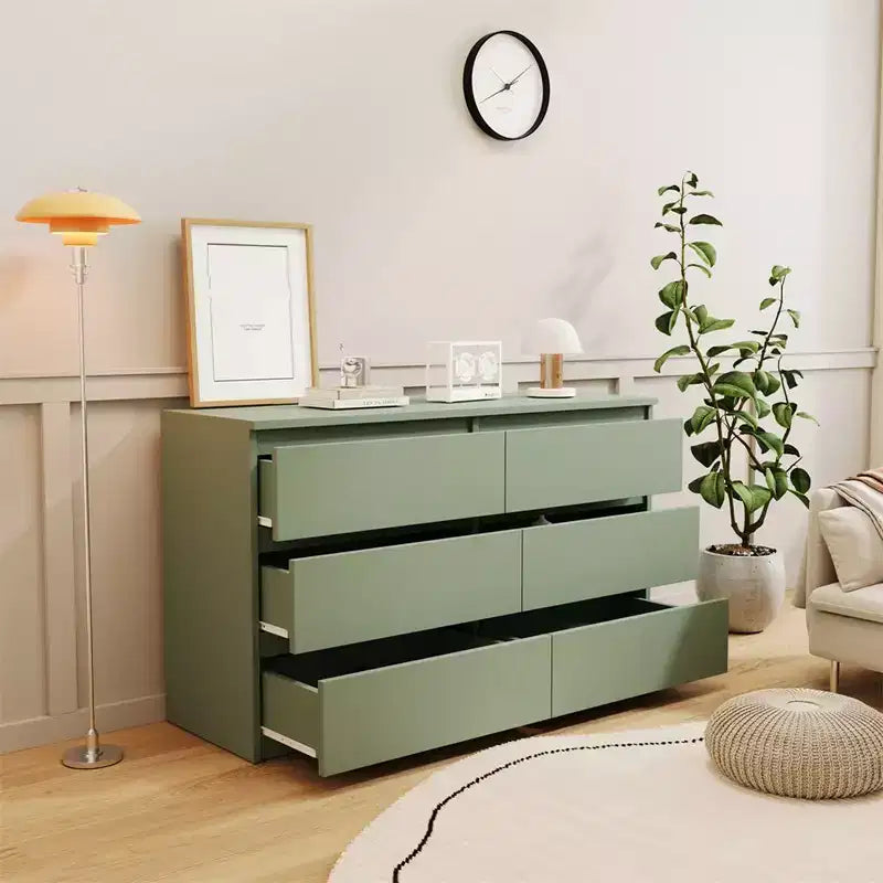 6 Drawer Double Dresser For Nursery, Kids Organizer, Chest of Drawers Green