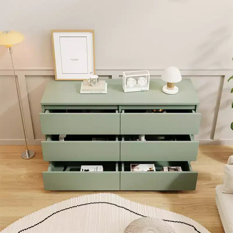 Commode double à 6 tiroirs pour chambre de bébé, organisateur pour enfants, commode verte
