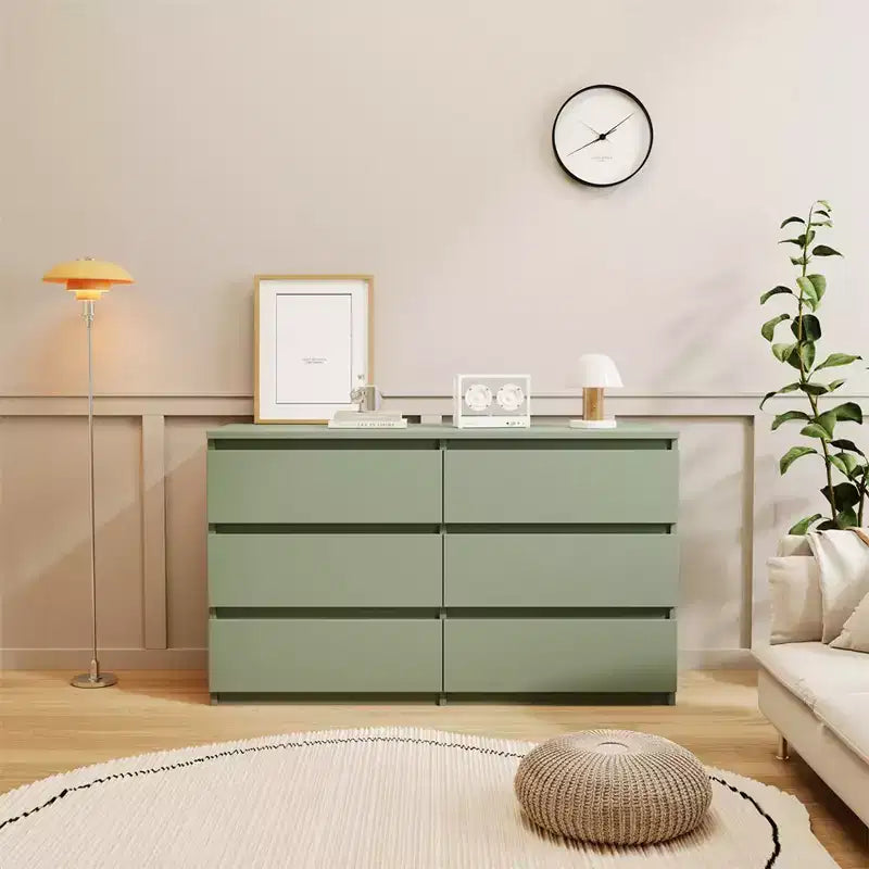 Commode double à 6 tiroirs pour chambre de bébé, organisateur pour enfants, commode verte