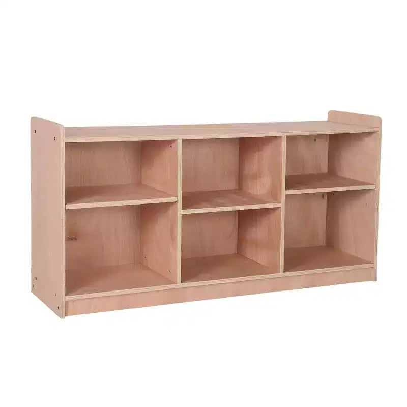 Montessori Wooden Storage Shelf, 5-Compartment Toy & Book Organizer with Adjustable Dividers, Natural Finish Kids' Bookcase for Playroom
