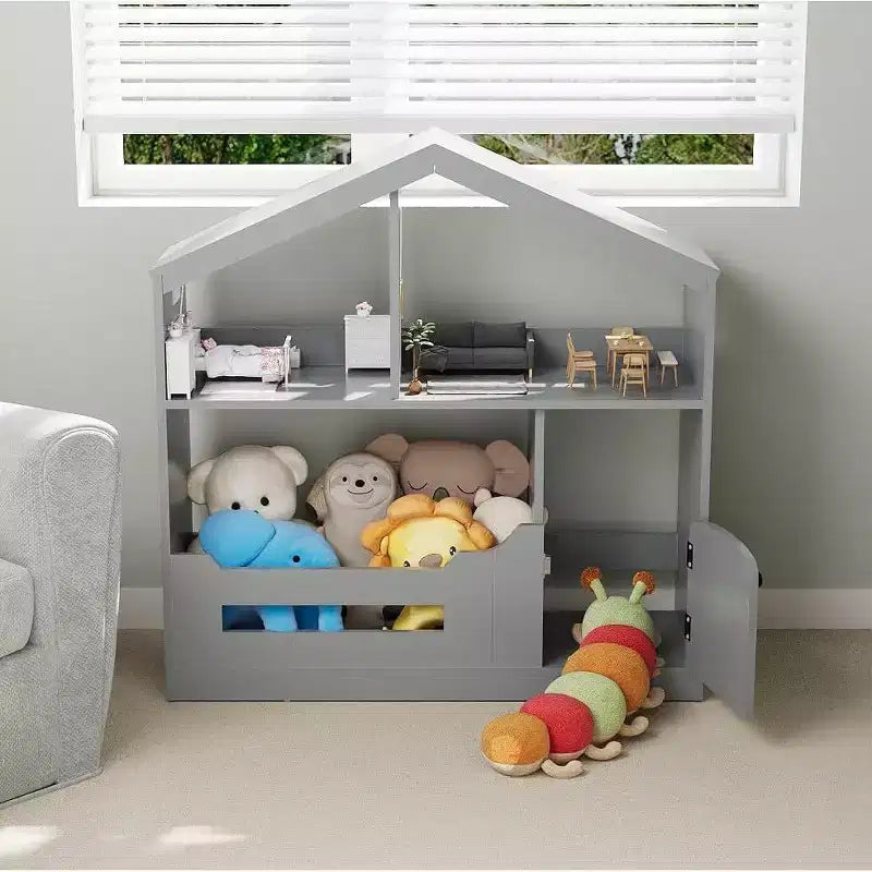 Étagère à livres pour enfants à 2 niveaux avec capteur de mouvement - Étagère à livres en bois, Organisateur de rangement de jouets, Présentoir à livres pour chambres d'enfants, salles de classe, salles de jeux