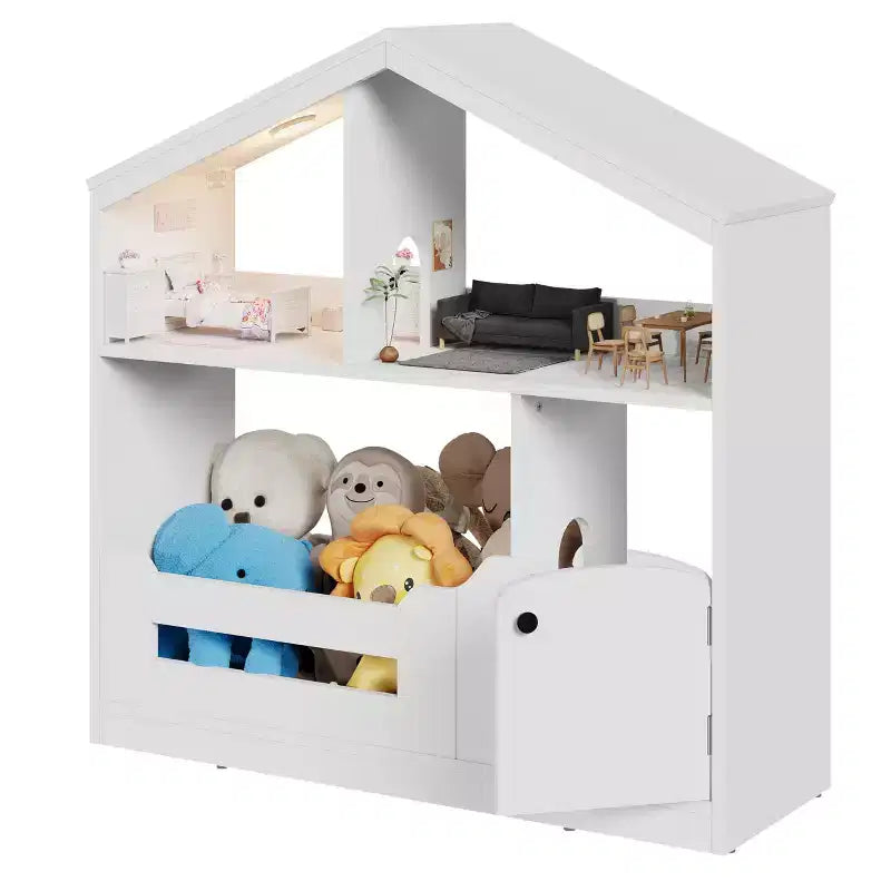 Étagère à livres pour enfants à 2 niveaux avec capteur de mouvement - Étagère à livres en bois, Organisateur de rangement de jouets, Présentoir à livres pour chambres d'enfants, salles de classe, salles de jeux