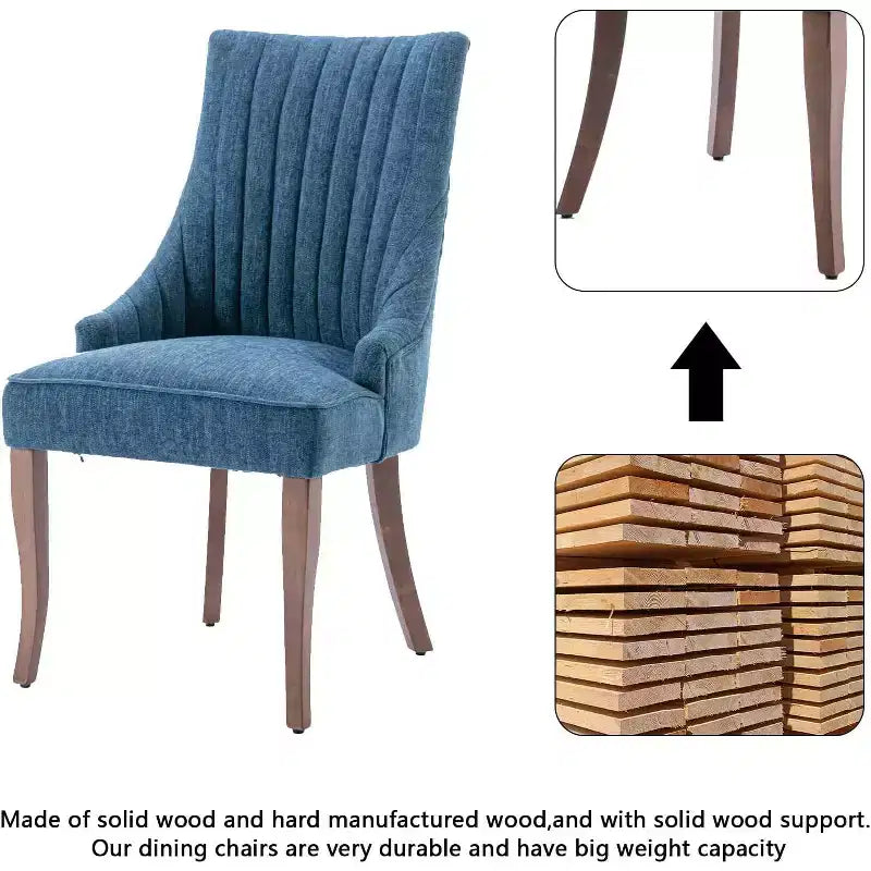 MAYEERTY Set of 2 Minimalist Pleated Chair, Soft Upholstery Solid Wood Legs, Home Use