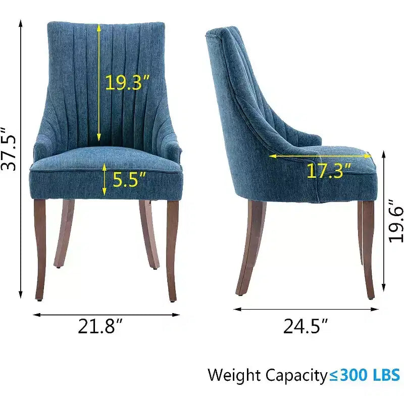 MAYEERTY Set of 2 Minimalist Pleated Chair, Soft Upholstery Solid Wood Legs, Home Use