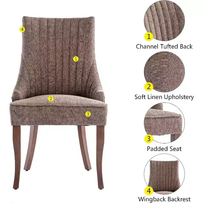 Chaise plissée minimaliste, rembourrage doux pieds en bois massif, usage domestique