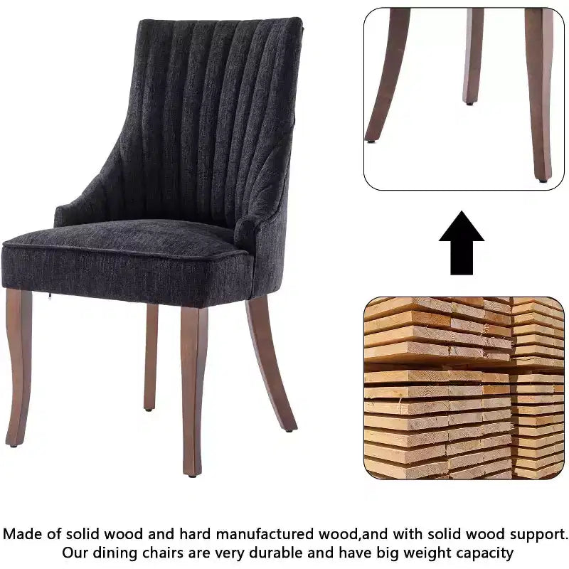 MAYEERTY Set of 2 Minimalist Pleated Chair, Soft Upholstery Solid Wood Legs, Home Use