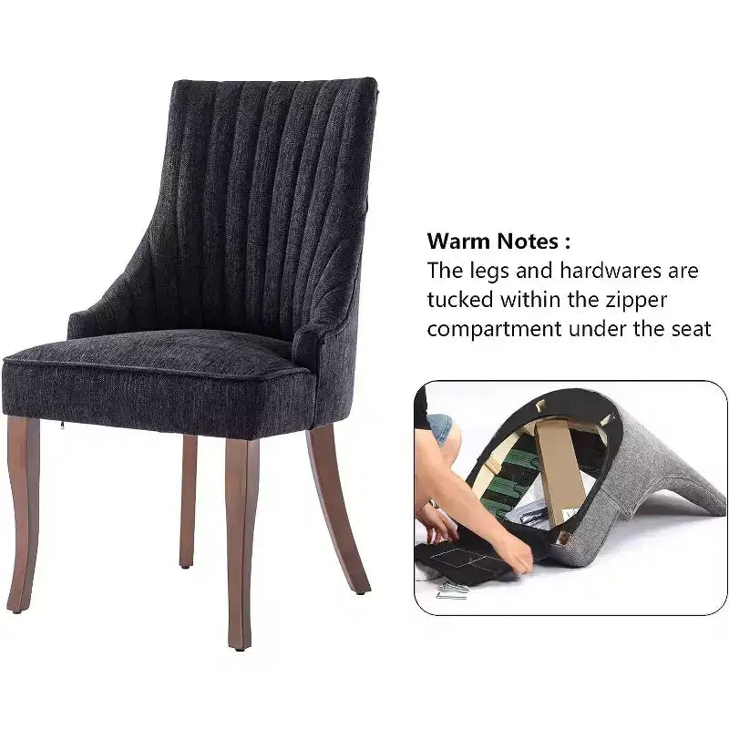 Chaise plissée minimaliste, rembourrage doux pieds en bois massif, usage domestique