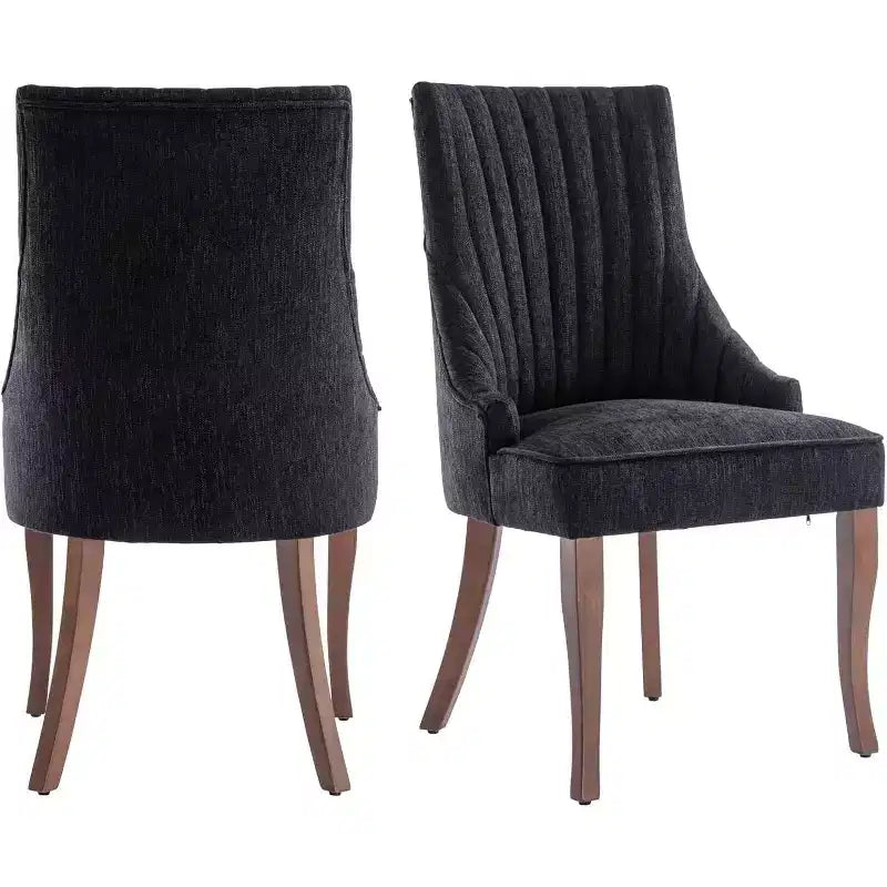 MAYEERTY Set of 2 Minimalist Pleated Chair, Soft Upholstery Solid Wood Legs, Home Use