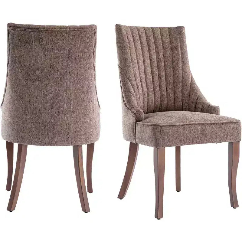 MAYEERTY Set of 2 Minimalist Pleated Chair, Soft Upholstery Solid Wood Legs, Home Use