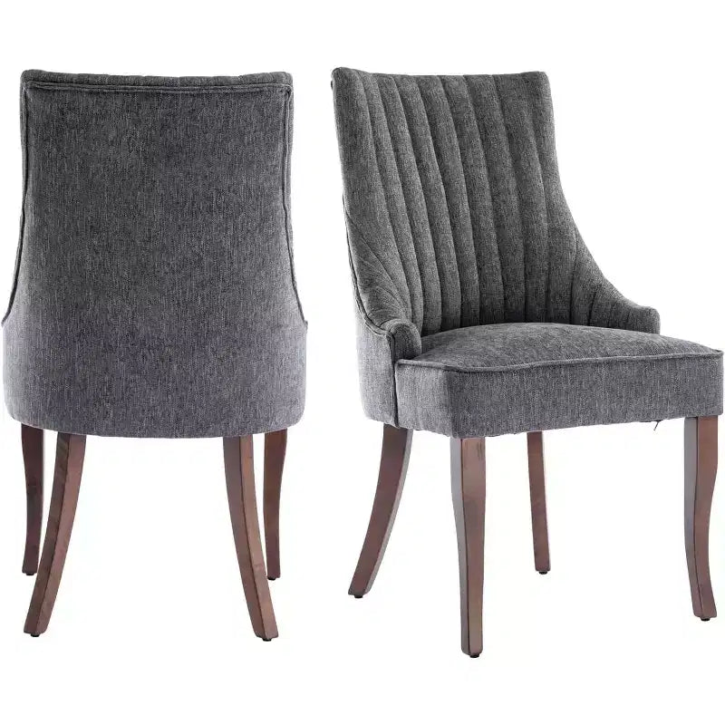MAYEERTY Set of 2 Minimalist Pleated Chair, Soft Upholstery Solid Wood Legs, Home Use