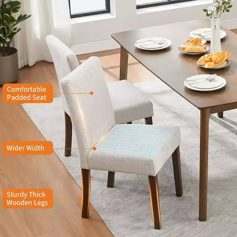 Chaises de salle à manger modernes avec assise rembourrée et pieds en bois robustes pour salle à manger, restaurant et cuisine