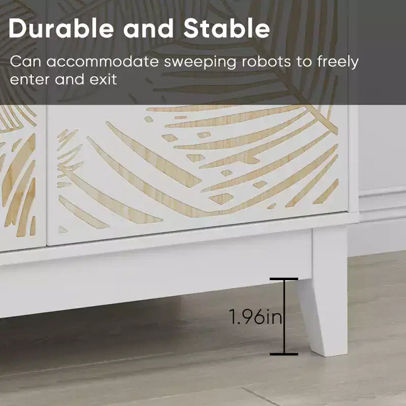 Buffet avec portes sculptées 31,5 po de largeur, meuble de rangement décoratif avec étagères réglables