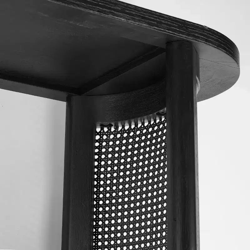 Console ovale de 152 cm avec pieds en cannage, Table de canapé étroite moderne pour entrée, salon et hall