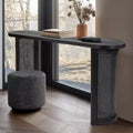 60 Oval Console Table with Cane Pedestal Legs, Narrow Sofa Table Modern Entryway Table for Hallway, Living Room & Foyer-Panipeachy