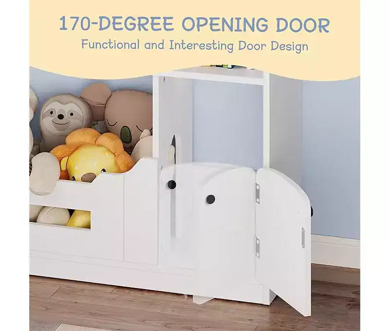 Bibliothèque pour enfants, Organisateur de rangement de jouets, Étagère à livres en bois pour tout-petits avec lumière à détecteur de mouvement pour enfants, Étagère à livres maison de poupée pour salle de jeux et chambre à coucher