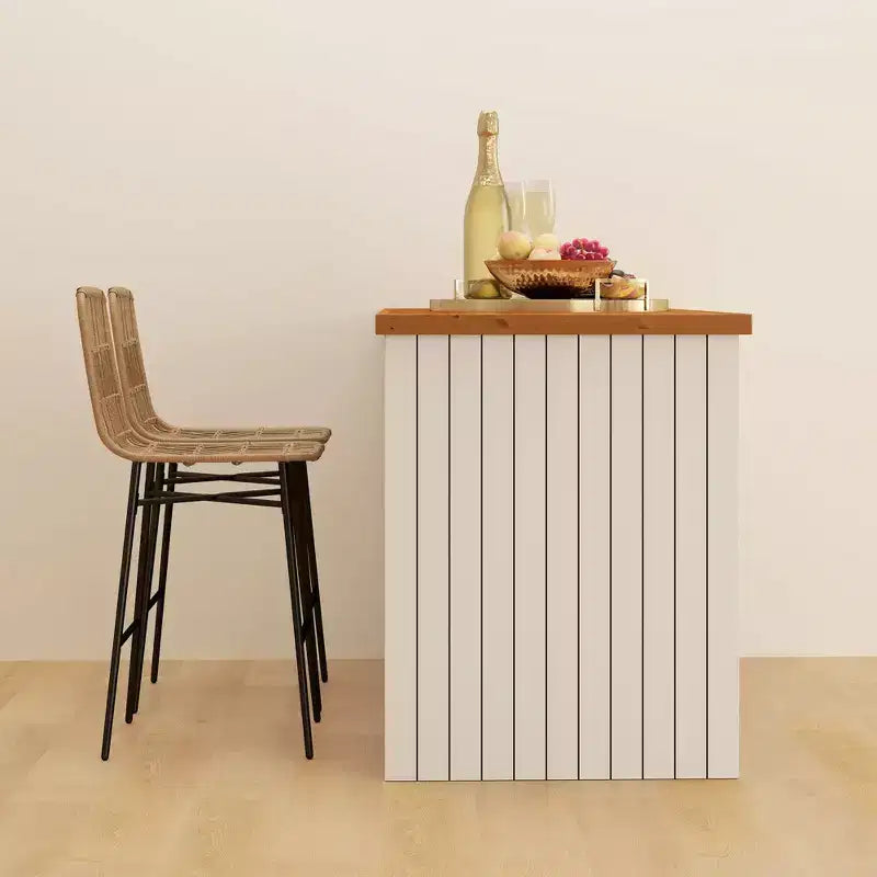 Tabourets de bar en rotin de 2, hauteur comptoir de 66 cm avec dossier, chaises de bar pour îlot de cuisine