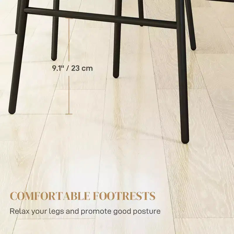 Tabourets de bar en rotin de 2, hauteur comptoir de 66 cm avec dossier, chaises de bar pour îlot de cuisine