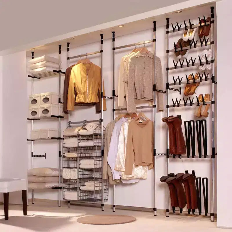 vidaXL Telescopic Wardrobe System with Rods and Shelf Aluminum