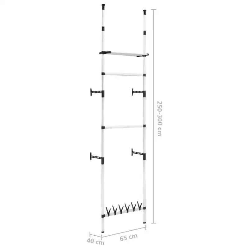 vidaXL Telescopic Wardrobe System with Rods and Shelf Aluminum