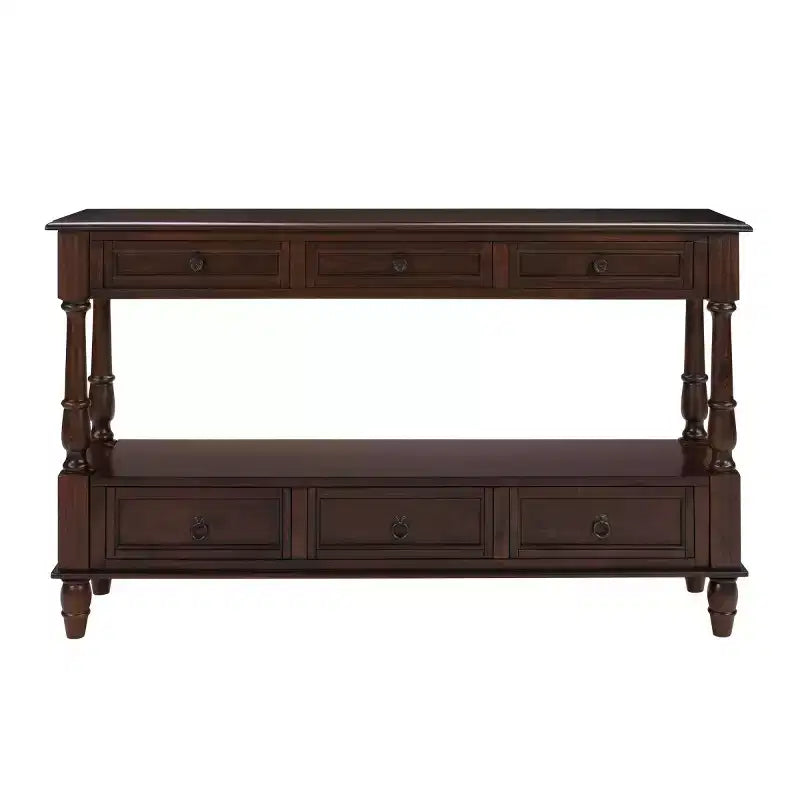 Console étroite en bois massif de 137 cm avec rangement, table de canapé moderne à 2 niveaux, table d'entrée pour salon, couloir ou foyer
