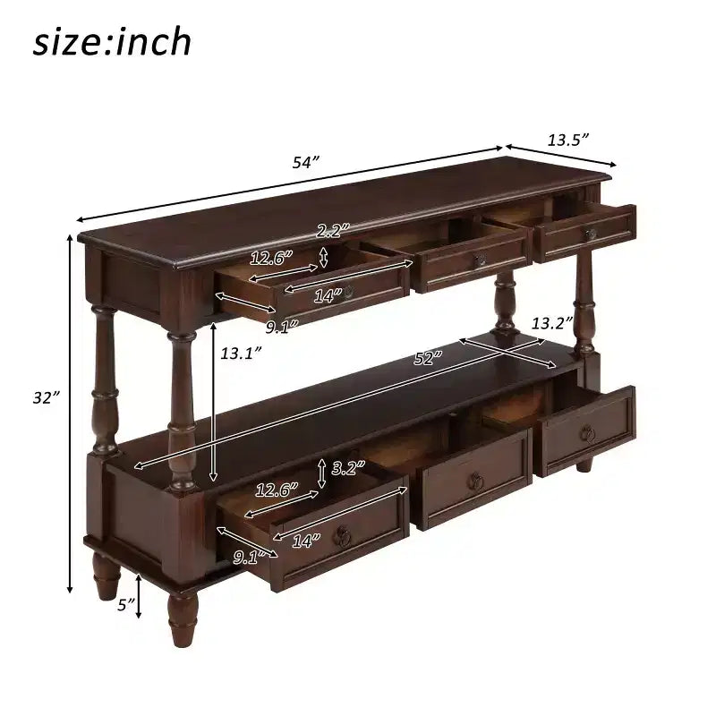 Console étroite en bois massif de 137 cm avec rangement, table de canapé moderne à 2 niveaux, table d'entrée pour salon, couloir ou foyer