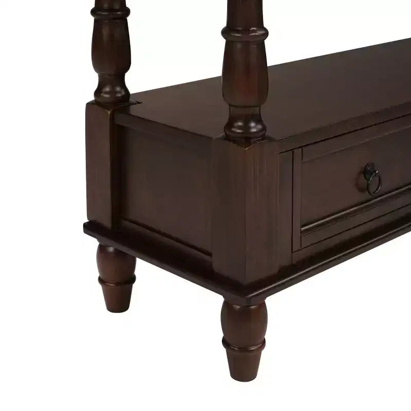 Console étroite en bois massif de 137 cm avec rangement, table de canapé moderne à 2 niveaux, table d'entrée pour salon, couloir ou foyer