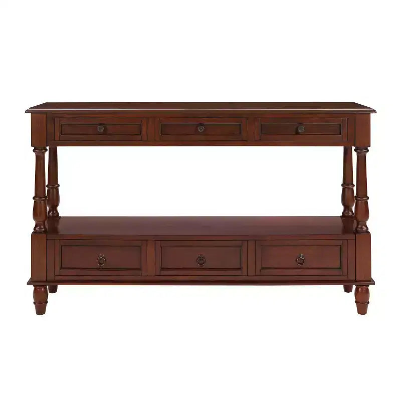 Console étroite en bois massif de 137 cm avec rangement, table de canapé moderne à 2 niveaux, table d'entrée pour salon, couloir ou foyer