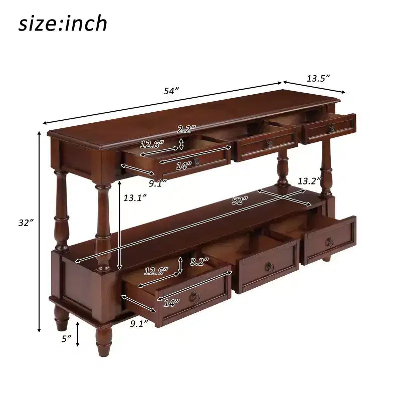 Console étroite en bois massif de 137 cm avec rangement, table de canapé moderne à 2 niveaux, table d'entrée pour salon, couloir ou foyer