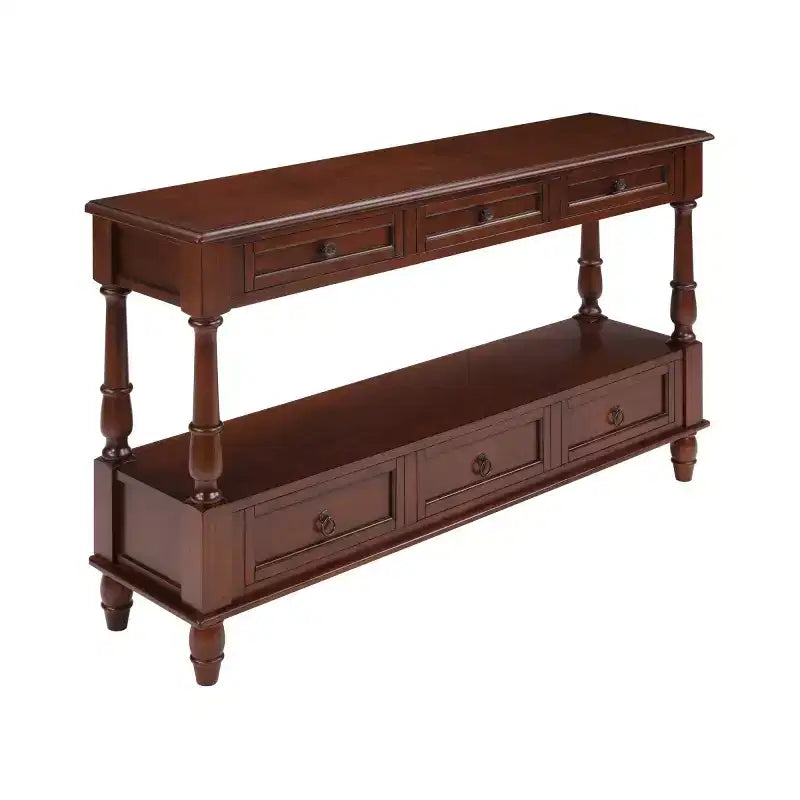 Console étroite en bois massif de 137 cm avec rangement, table de canapé moderne à 2 niveaux, table d'entrée pour salon, couloir ou foyer