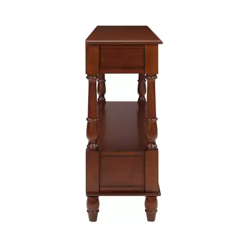 Console étroite en bois massif de 137 cm avec rangement, table de canapé moderne à 2 niveaux, table d'entrée pour salon, couloir ou foyer