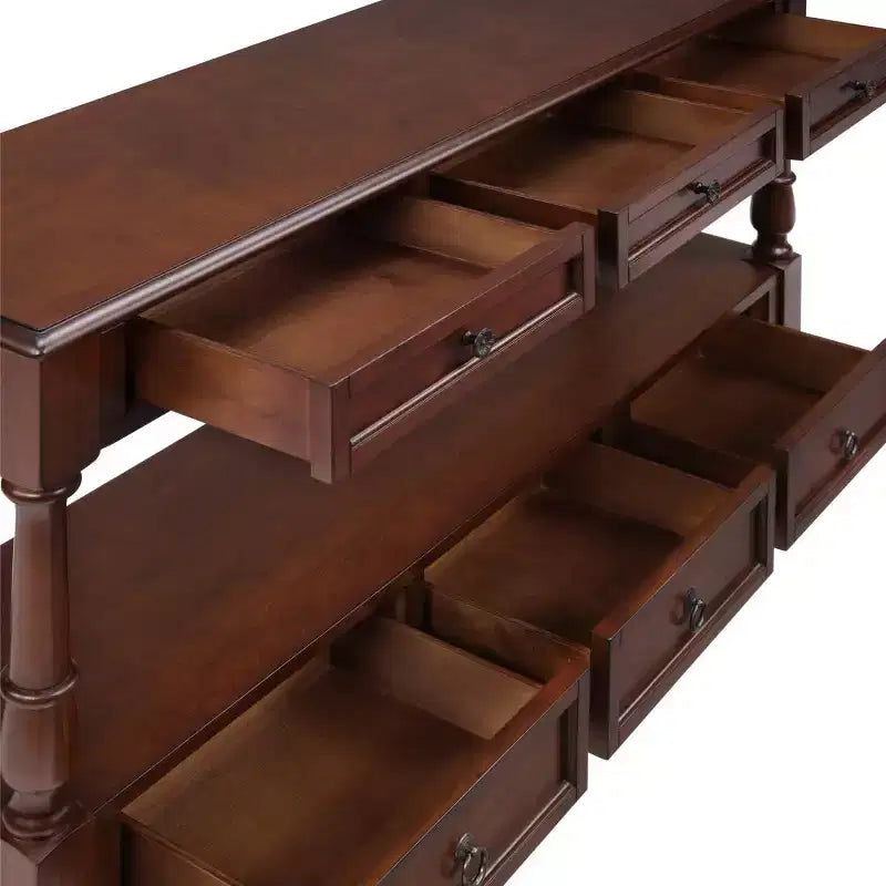 Console étroite en bois massif de 137 cm avec rangement, table de canapé moderne à 2 niveaux, table d'entrée pour salon, couloir ou foyer