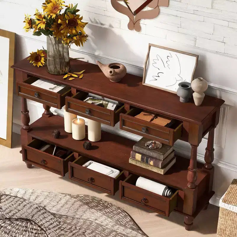 54 Solid Wood Narrow Console Table with Storage, Modern 2-Tier Sofa Table, Entryway Table for Living Room, Hallway, or Foyer-Panipeachy
