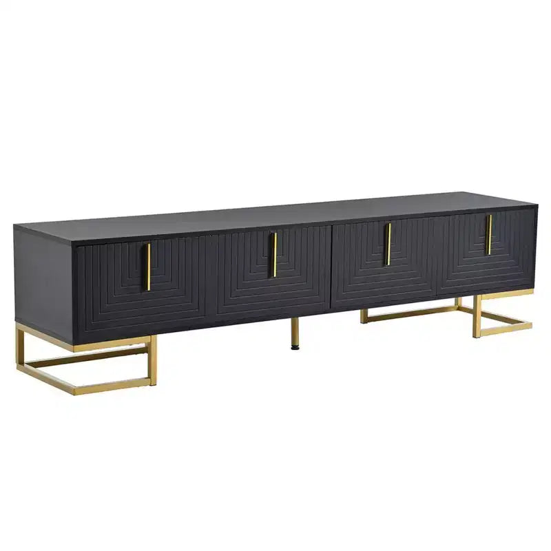 TV Cabinet For 80+ Inch TV, Modern Minimalist Geometric Multi-functional TV Stand With Storage Cabinets, Metal Handles, Legs