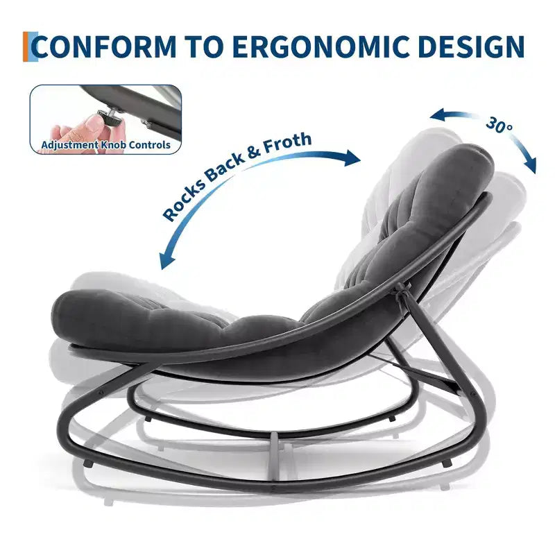 Papasan Rocking Chair with Cushion, Oversized Outdoor Rocking Chair, All Weather Rocking Papasan Chair for Bedroom/Living Room/Porch/Garden/Patio
