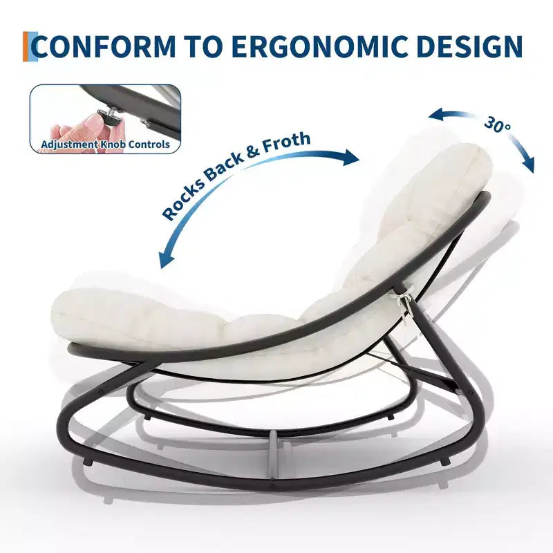 Papasan Rocking Chair with Cushion, Oversized Outdoor Rocking Chair, All Weather Rocking Papasan Chair for Bedroom/Living Room/Porch/Garden/Patio