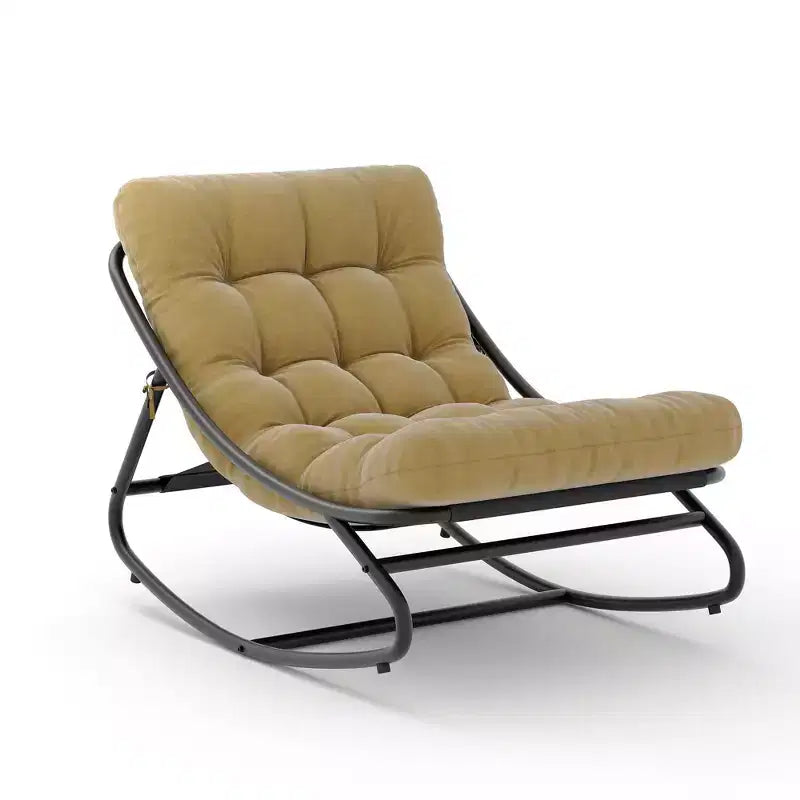 Papasan Rocking Chair with Cushion, Oversized Outdoor Rocking Chair, All Weather Rocking Papasan Chair for Bedroom/Living Room/Porch/Garden/Patio