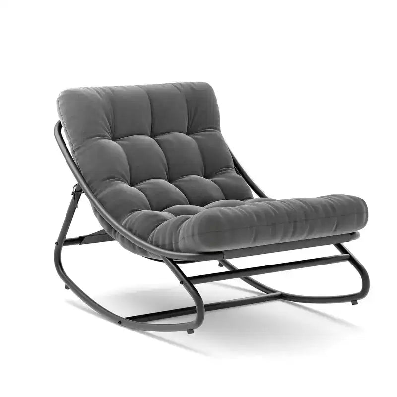 Papasan Rocking Chair with Cushion, Oversized Outdoor Rocking Chair, All Weather Rocking Papasan Chair for Bedroom/Living Room/Porch/Garden/Patio